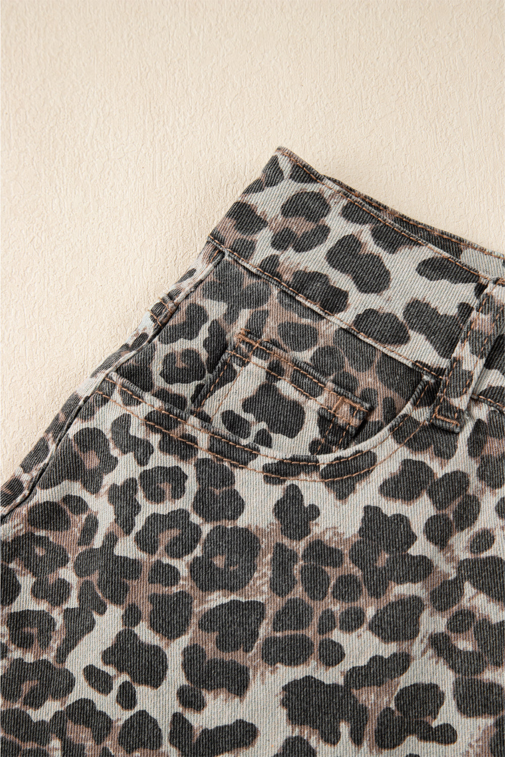 Khaki Leopard Denim Mini Skirt Skirts & Petticoat JT's Designer Fashion