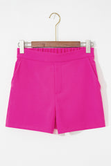 Sachet Pink Half Elastic Waist Casual Pocketed Shorts Casual Shorts JT's Designer Fashion