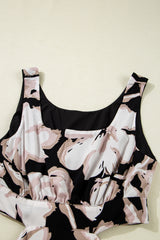 Black Floral Cutout Square Neck Knot Back Sleeveless Long Dress Maxi Dresses JT's Designer Fashion