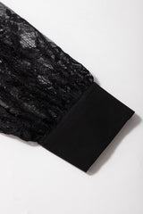 Black Keyhole Neckline Floral Lace Raglan Sleeve Blouse Blouses & Shirts JT's Designer Fashion