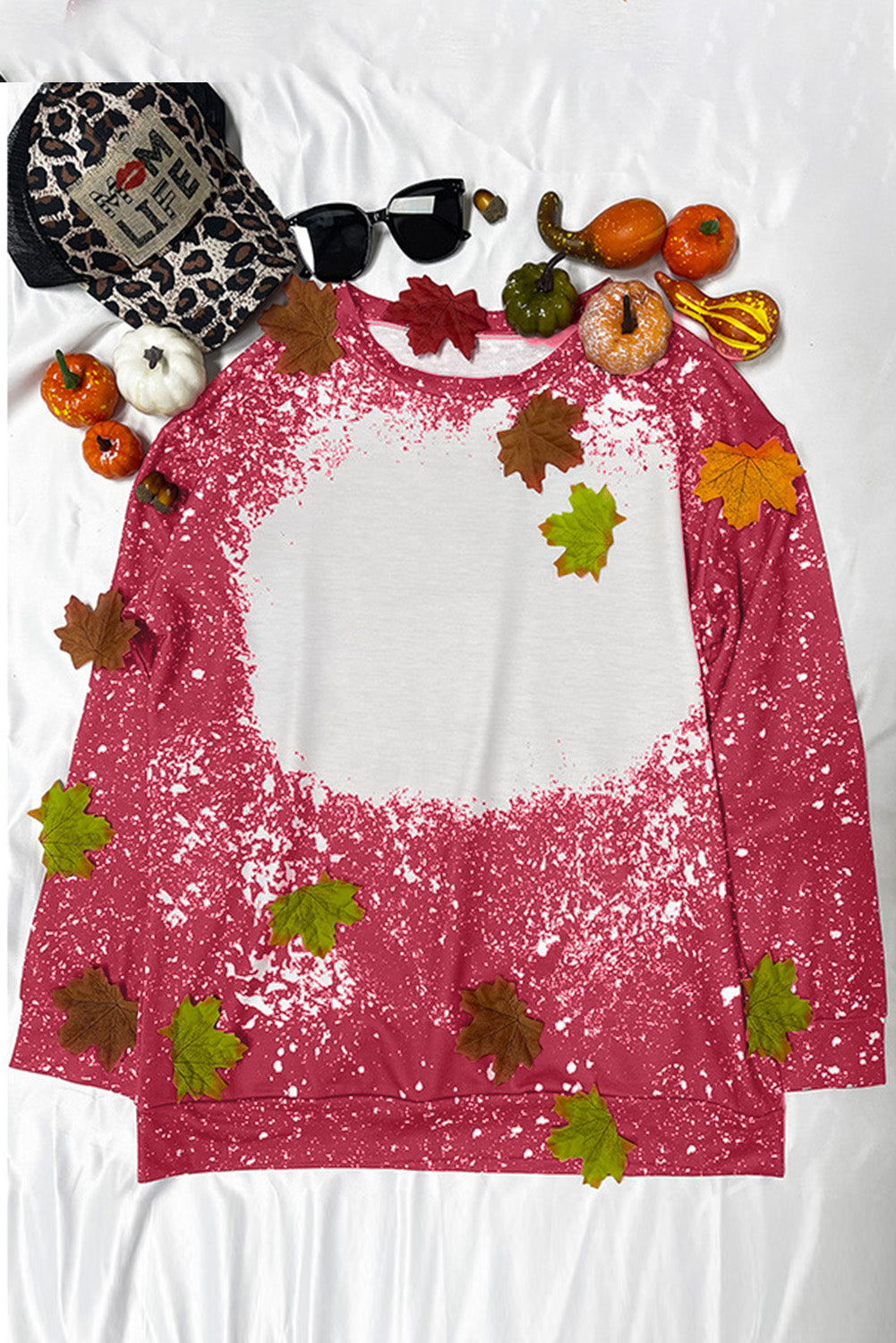 Fiery Red Tie-dyed Crew Neck Pullover Sweatshirt Sweatshirts & Hoodies JT's Designer Fashion