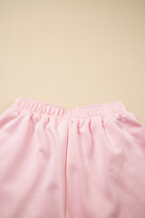 Light Pink Puff Sleeve Pearl Embellished Scallop Trim Top 2 Piece Skort Set Two Piece Dresses JT's Designer Fashion