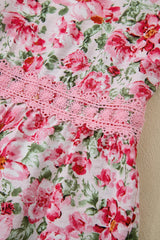 Pink Floral Lace Tied Strap Empire Waist Maxi Dress Floral Dresses JT's Designer Fashion
