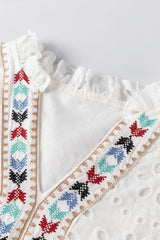 Eyelet Frill Short Sleeve Blouse Blouses & Shirts JT's Designer Fashion