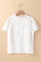 Eyelet Frill Short Sleeve Blouse Blouses & Shirts JT's Designer Fashion