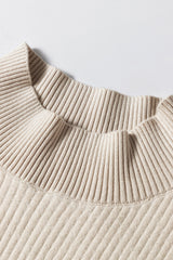 Apricot Thermal Lined Ribbed Knit Mock Neck Sweater Sweaters JT's Designer Fashion