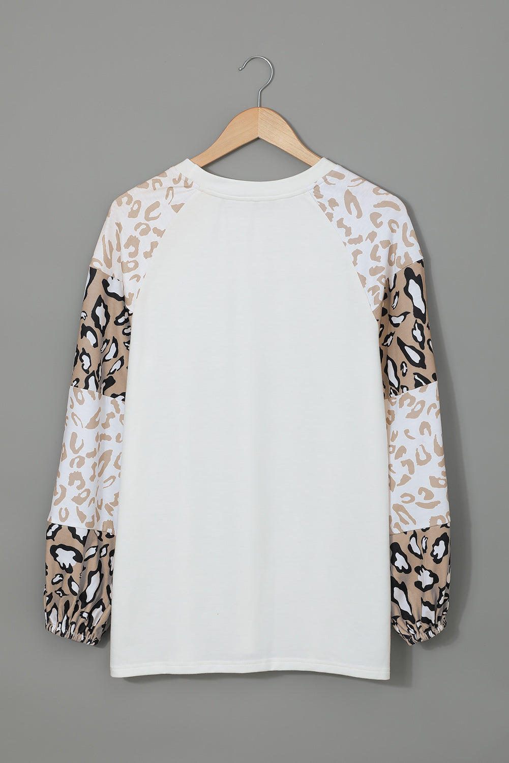 Beige Leopard Print Bubble Sleeve Top Long Sleeve Tops JT's Designer Fashion