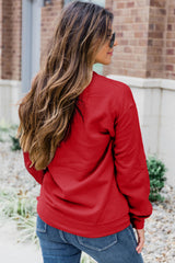 Red Solid Color Crewneck Pullover Sweatshirt Sweatshirts & Hoodies JT's Designer Fashion