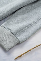 Grey Casual Solid Color Lace-up Hoodie Sweatshirts & Hoodies JT's Designer Fashion