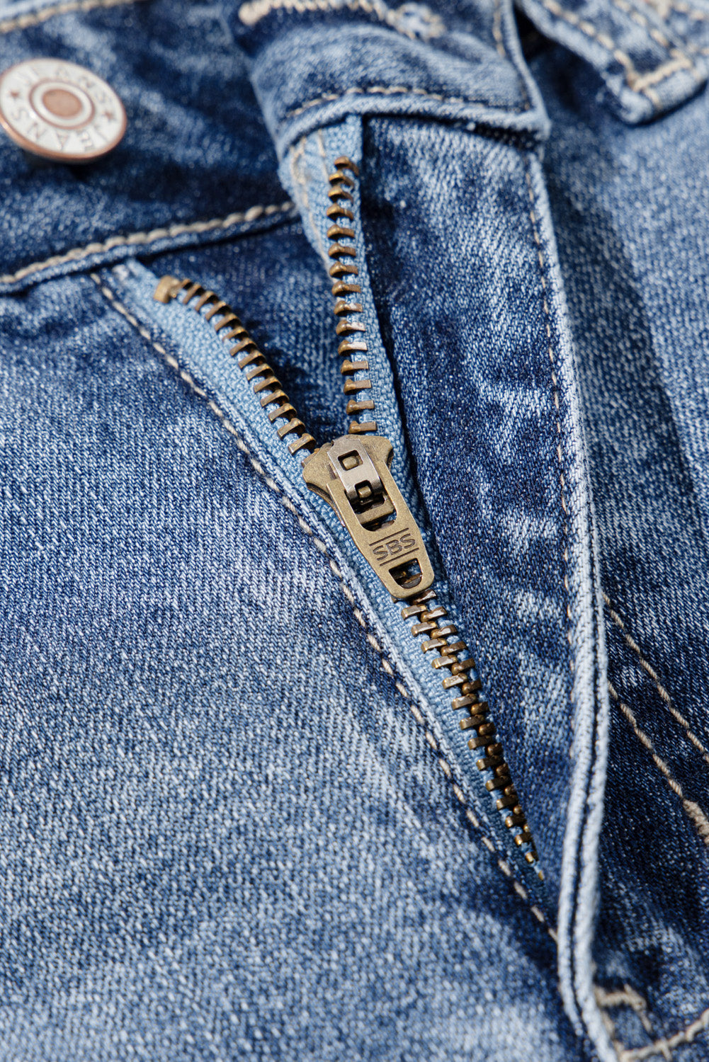 Dusk Blue High Rise Ripped Distressed Hem Flared Jeans Jeans JT's Designer Fashion