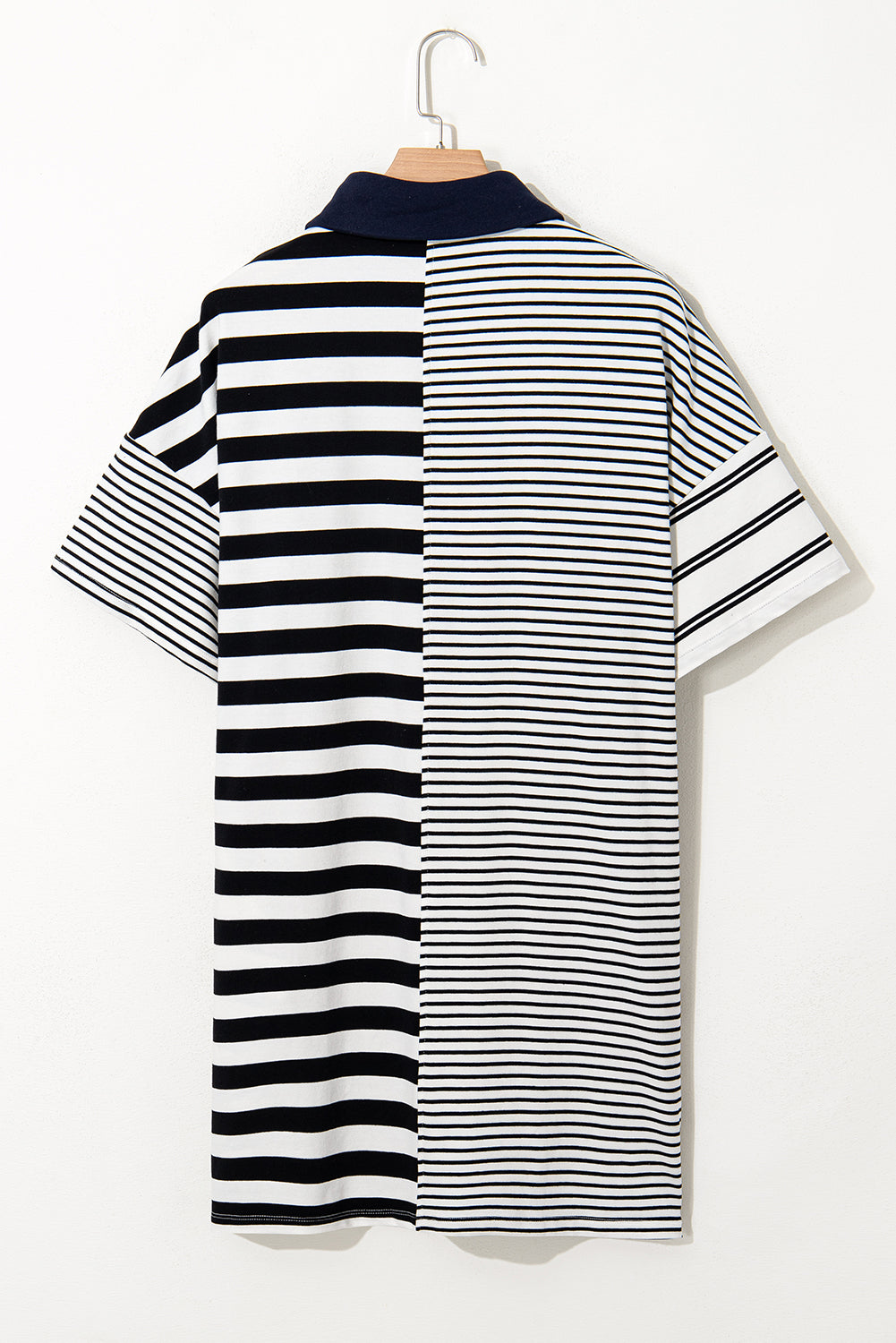 Black Stripe Half Placket Polo T Shirt Dress T Shirt Dresses JT's Designer Fashion