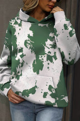 Green Tie Dye Print Kangaroo Pocket Loose Hoodie Sweatshirts & Hoodies JT's Designer Fashion