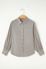 High Solid Color Balloon Sleeve Side Slits Loose Fit Shirt Blouses & Shirts JT's Designer Fashion