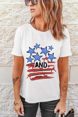 White Stars AND Stripes Bow Graphic T Shirt Graphic Tees JT's Designer Fashion
