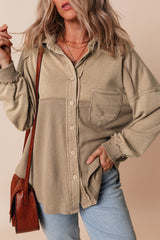 Goat Mineral Wash Textured Patchwork Loose Fit Shacket Jackets JT's Designer Fashion
