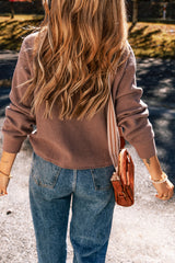 Chestnut Textured Knit Henley Long Sleeve Top Long Sleeve Tops JT's Designer Fashion