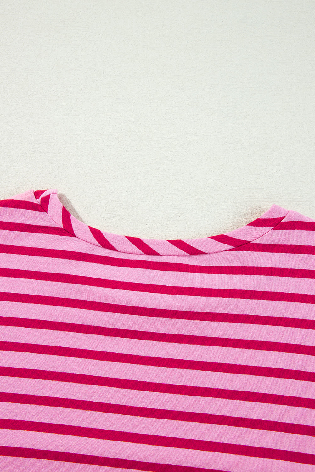 Sachet Pink Striped Print Crew Neck Drop Shoulder Sweatshirt Sweatshirts & Hoodies JT's Designer Fashion