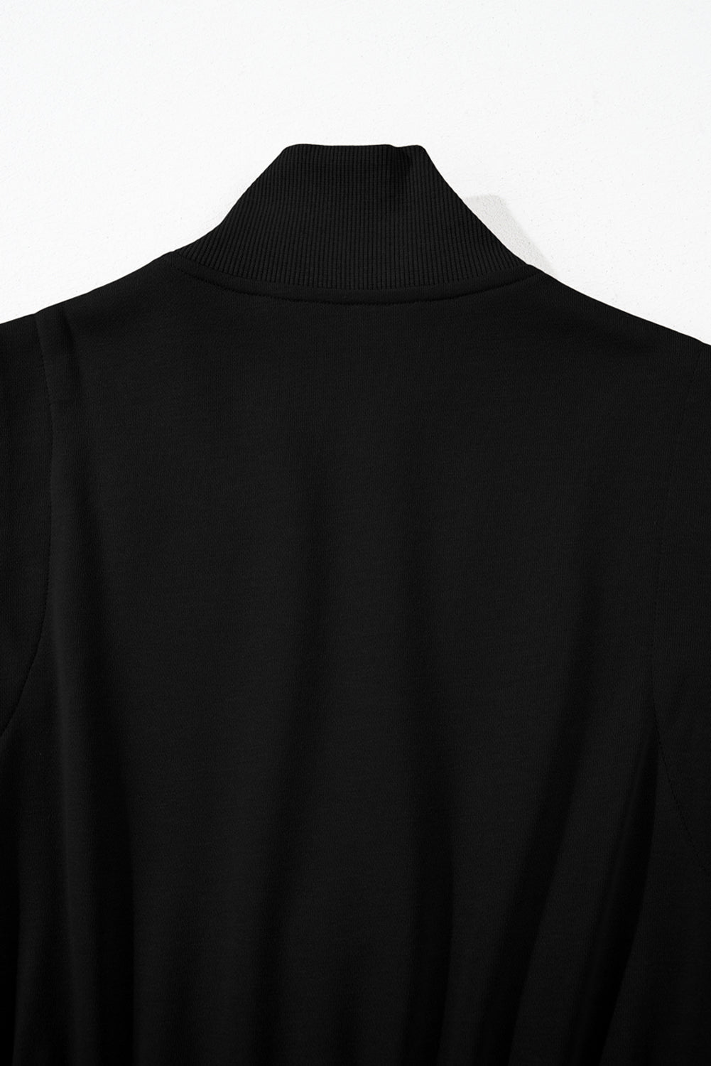 Black French Terry Zipped Collar Sleeveless Drawstring Waist Mini Dress Mini Dresses JT's Designer Fashion