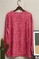 Fiery Red Tie-dyed Crew Neck Pullover Sweatshirt Sweatshirts & Hoodies JT's Designer Fashion