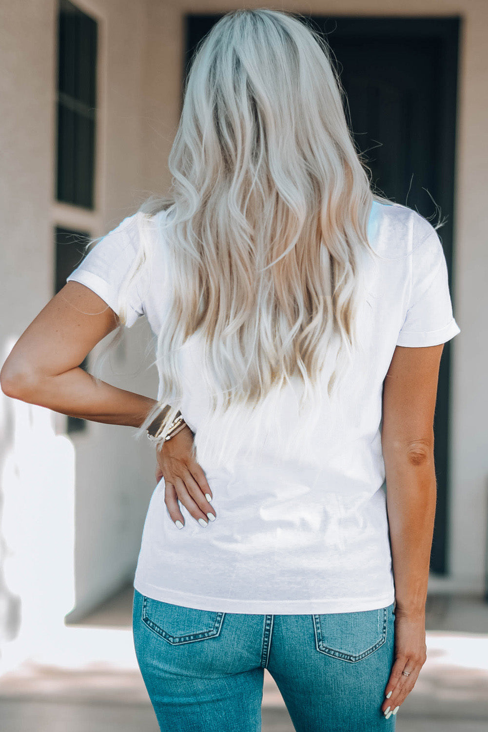 White FALL Vibe Leopard Print Crew Neck T Shirt Graphic Tees JT's Designer Fashion