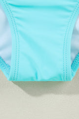 Turquoise Striped Patchwork Spaghetti Strap High Waist Bikini Swimsuit High Waisted Swimsuit JT's Designer Fashion