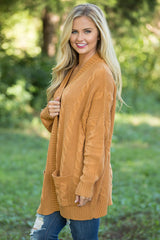 Mustard Knit Texture Long Cardigan Sweaters & Cardigans JT's Designer Fashion