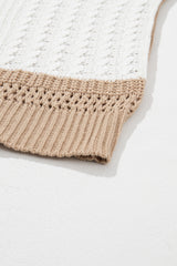 Khaki Mix Textured Knit Colorblock Patchwork Sweater Sweaters JT's Designer Fashion