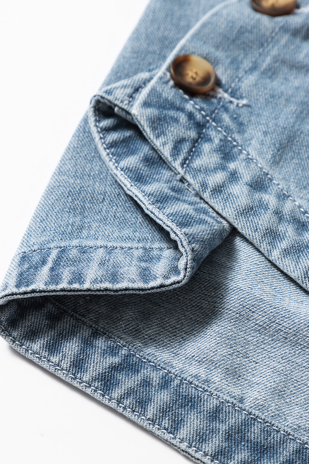 Dusk Blue Slit Buttons Pocketed Denim Jacket Denim Jackets JT's Designer Fashion