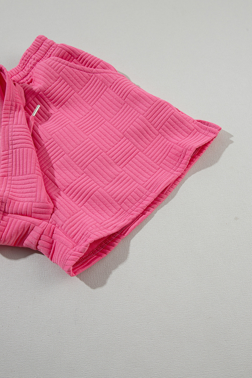 Bonbon Textured Ruffled Sleeve Tee and Drawstring Elastic Waistband Shorts Set Short Sets JT's Designer Fashion