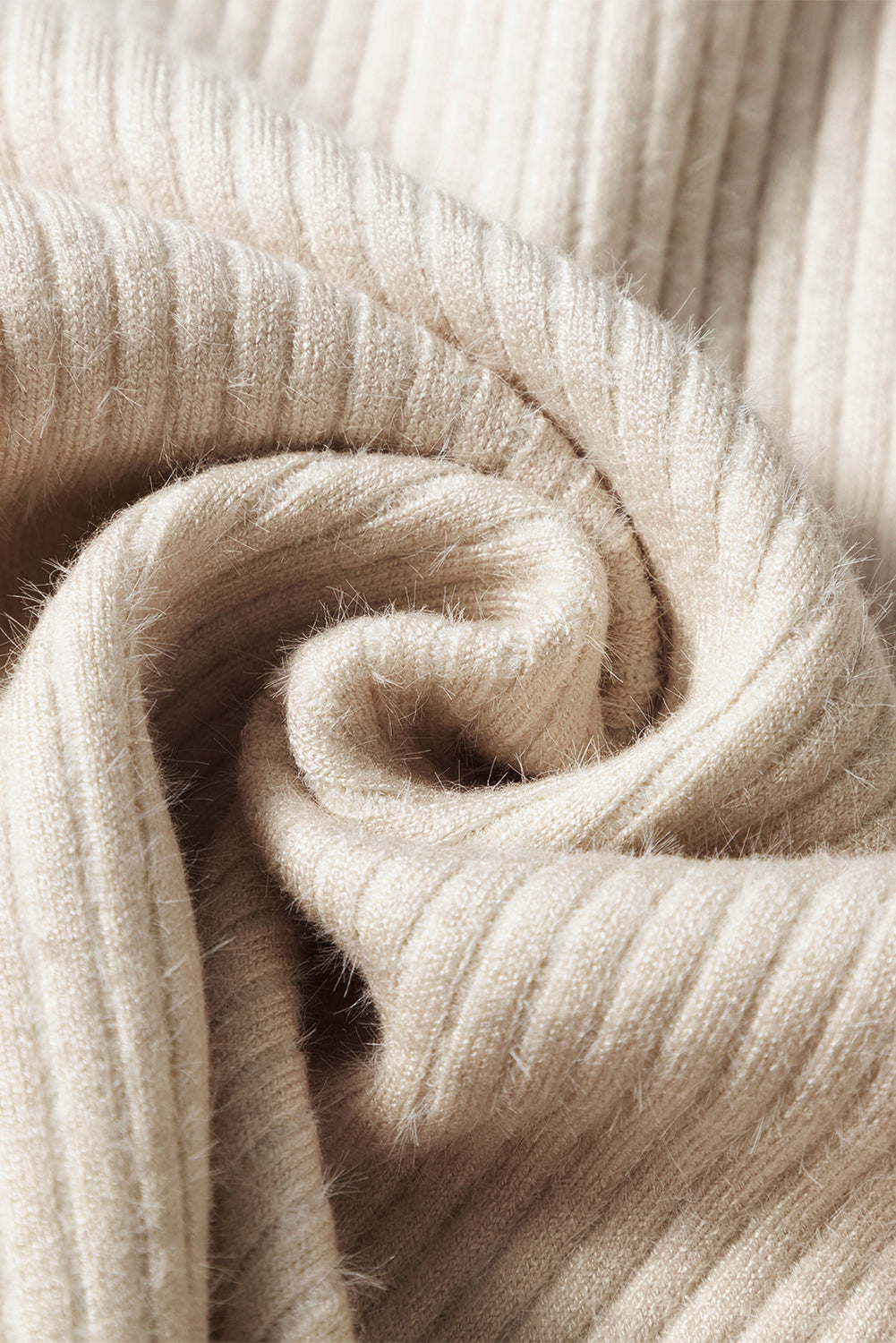 Apricot Thermal Lined Ribbed Knit Mock Neck Sweater Sweaters JT's Designer Fashion