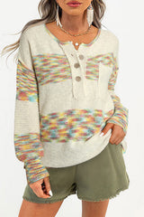 Multicolor Space Dye Henley Knit Sweater Sweaters & Cardigans JT's Designer Fashion