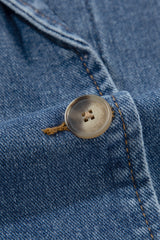 Sail Blue Side Pockets Lapel Collar Denim Jacket Denim Jackets JT's Designer Fashion