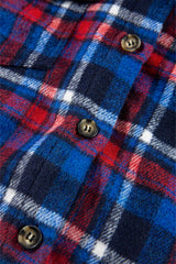 Navy Blue Plaid Flap Pocket Button Up Shacket Plaid Shackets JT's Designer Fashion