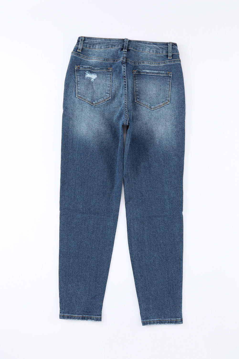 Blue Distressed Button Fly High Waist Skinny Jeans Jeans JT's Designer Fashion