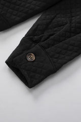 Black Retro Quilted Flap Pocket Button Shacket Jackets JT's Designer Fashion