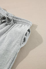 Light Grey Solid Color Fleece Lined Drawstring Waist Joggers Pants & Culotte JT's Designer Fashion