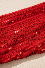 Racing Red Merry Graphic Sequin Sleeves Christmas Turtleneck Sweater Sweaters JT's Designer Fashion