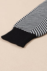 White Stripe Buttoned Front V Neck Herringbone Cardigan Cardigans JT's Designer Fashion