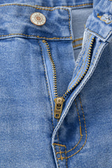 Dusk Blue Raw Hem Unique Cuffs Straight High Rise Loose Jeans Jeans JT's Designer Fashion