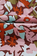Pink Floral Print Puff Sleeve Shirred High Waist Mini Dress Floral Dresses JT's Designer Fashion