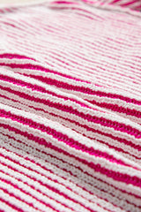 Bright Pink Striped Textured Knit Contrast Edge Loose Sweater Sweaters JT's Designer Fashion