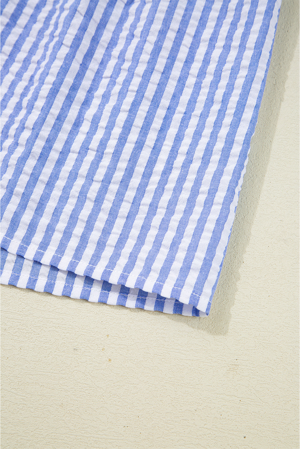Sky Blue Stripe Bracelet Sleeve Tiered Shift Dress with Pockets JT's Designer Fashion