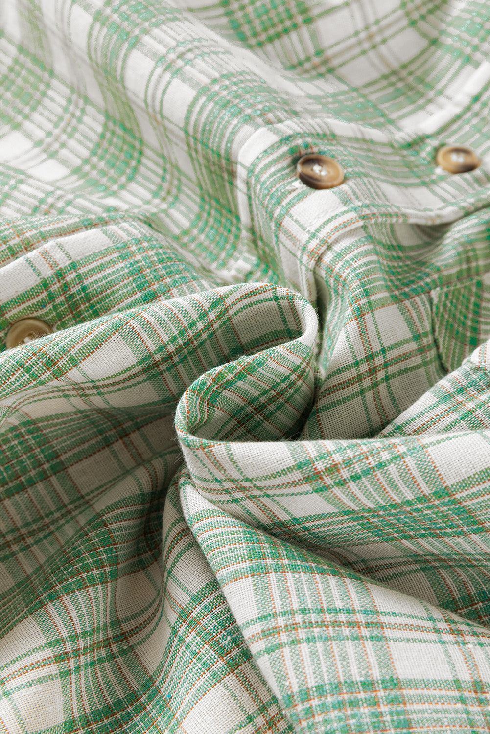 Green Checkered Print Loose Fit Buttoned Hooded Shacket Plaid Shackets JT's Designer Fashion