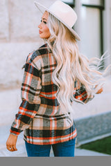 Khaki Geometric Plaid Print Pocketed Shacket Plaid Shackets JT's Designer Fashion