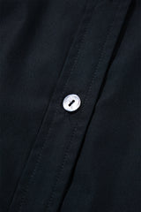 Black Button Up Tie Waist Puff Sleeve Mini Dress Mini Dresses JT's Designer Fashion