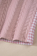 Pink Houndstooth Color Contrast Textured Patchwork Loose Shacket Jackets JT's Designer Fashion