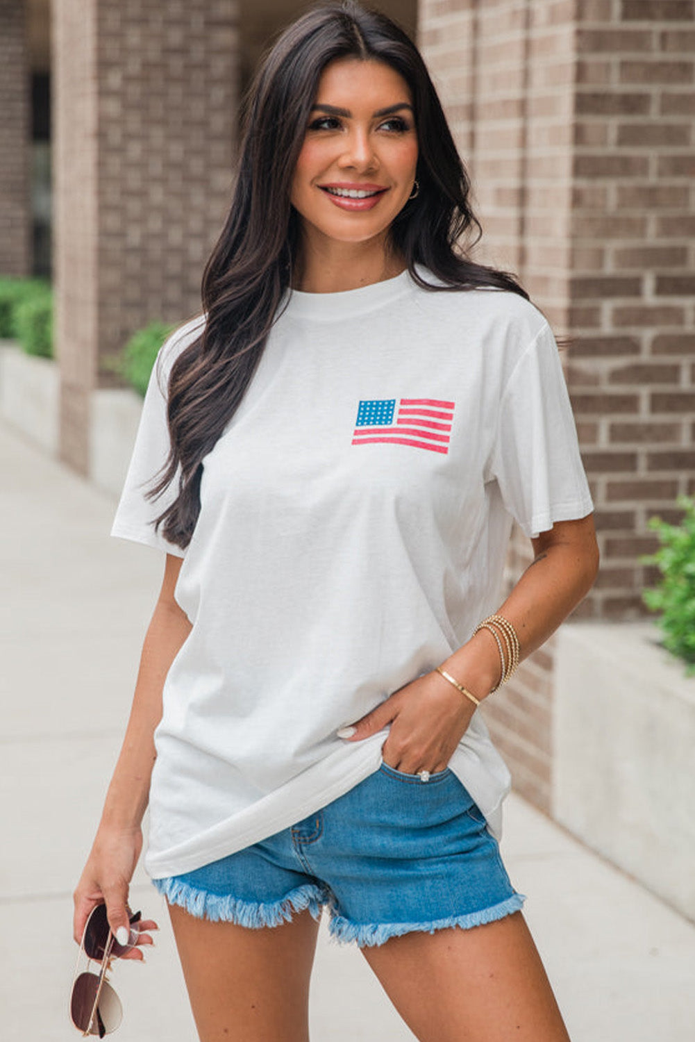 White Back American Flag LIVE FREE Graphic T Shirt Graphic Tees JT's Designer Fashion
