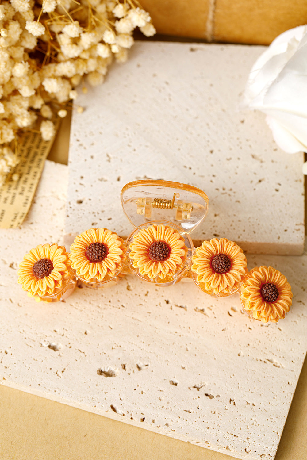 Jurassic Gold Sunflower Decor Plastic Resin Claw Clip Headwear JT's Designer Fashion