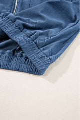 Real Teal Corduroy Drawstring Hooded Pocket Zip Up Jacket Jackets JT's Designer Fashion