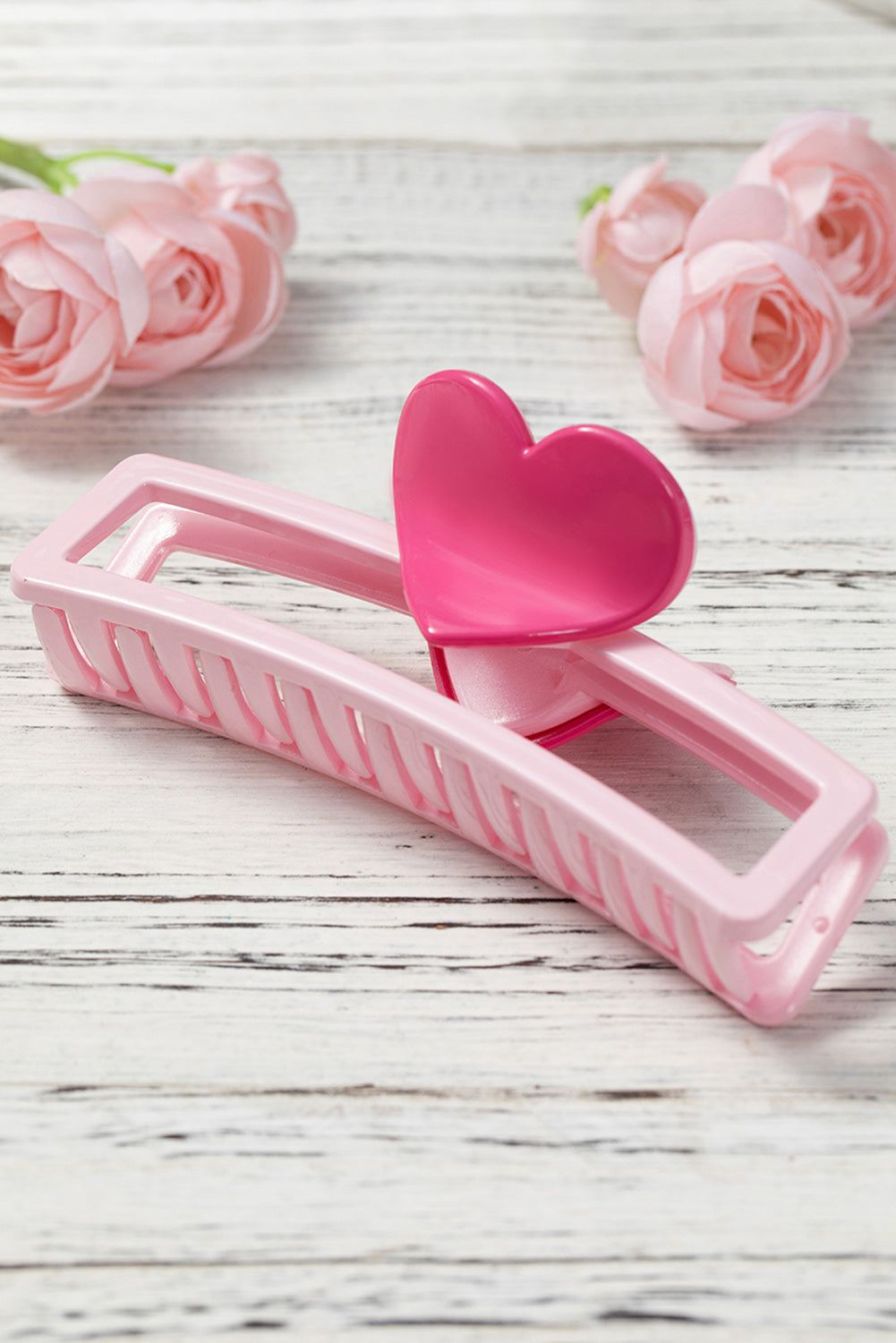 Pink Valentines Minimalist Heart Design Hair Claw Headwear JT's Designer Fashion